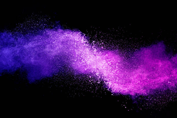 splash of colorful powder over black background. - colors color image exploding fog imagens e fotografias de stock