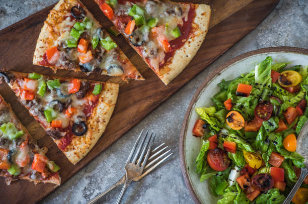 Vegetarian Pizza and Salad