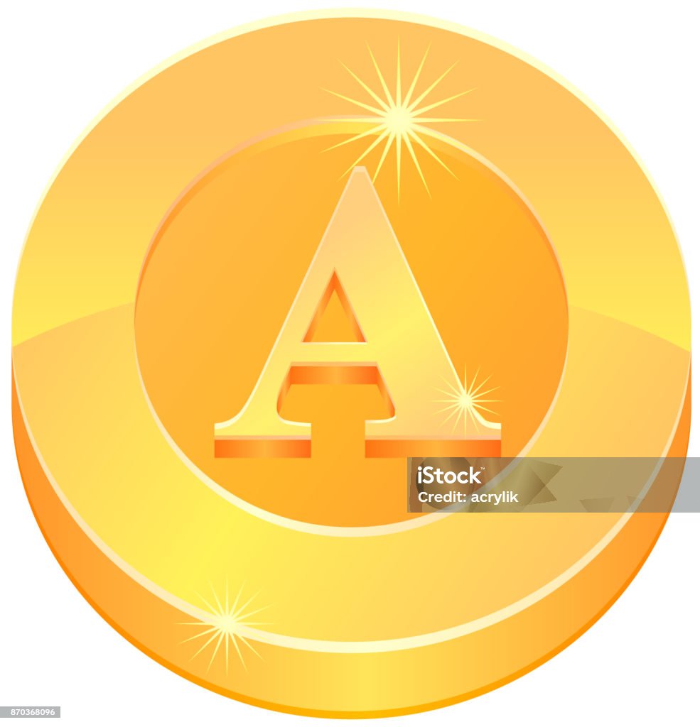 Gold Coin Writing Gold Coin With A Letter Vector Stock Illustration - Download Image Now ...