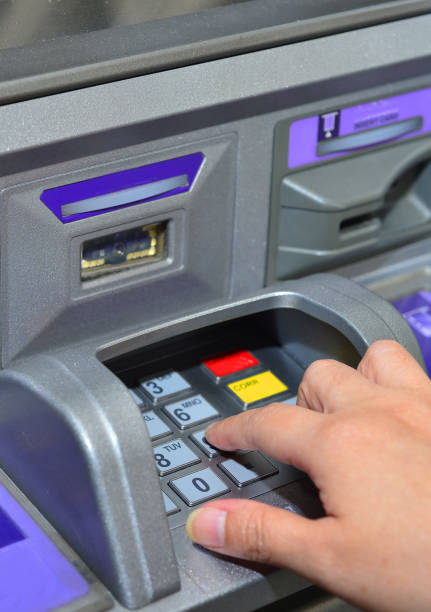 istock Woman holding card ,using ATM 870380422