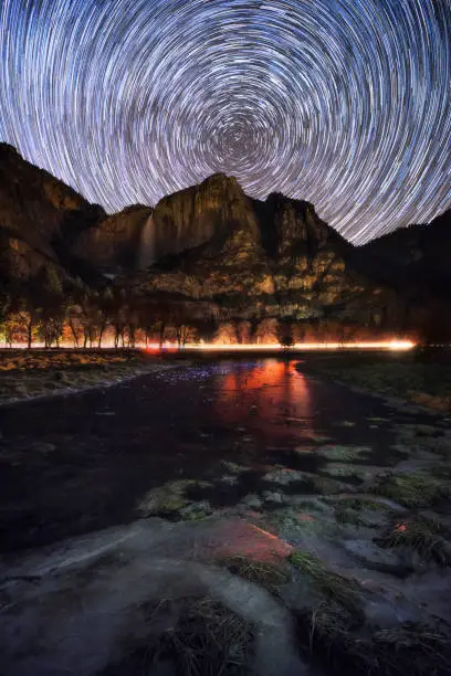 Photo of Circle star trails in Yosemite National Park