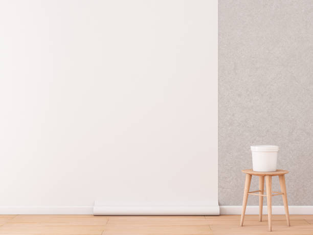 istock Blank white Wallpaper roll Mockup Lies on the floor 870398020