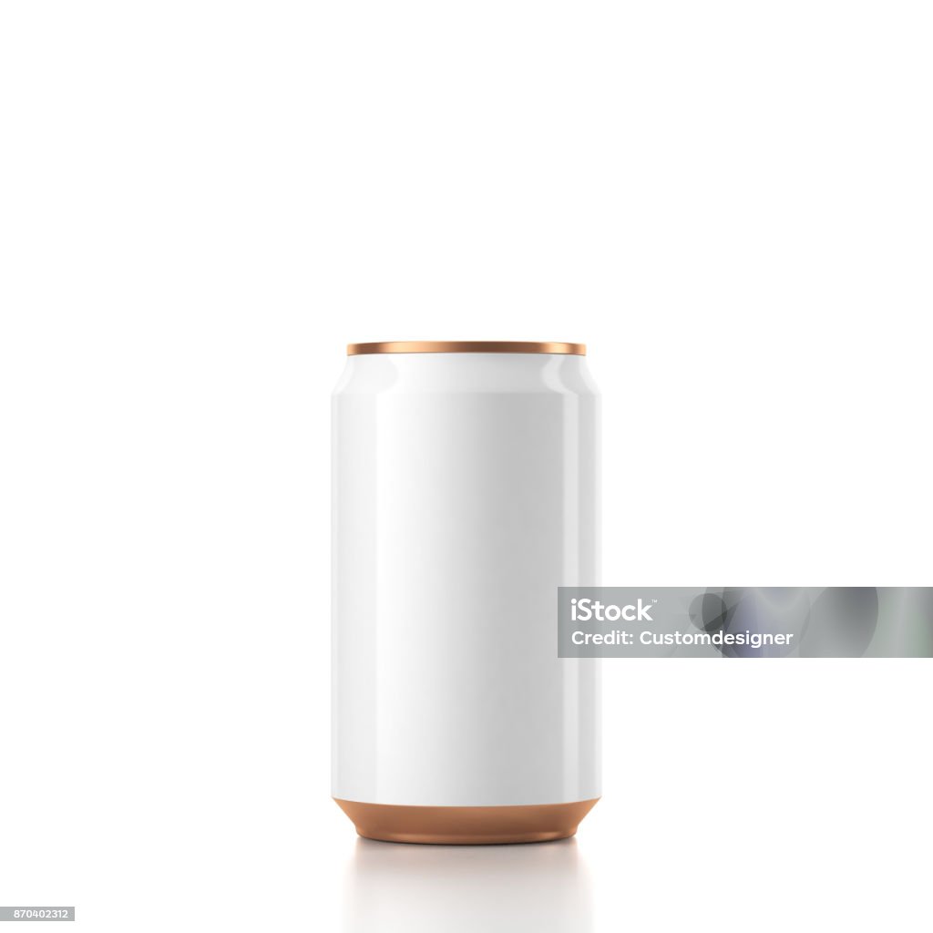 White with Gold Can Mockup White with Gold Can Mockup. 3d rendering Can Stock Photo