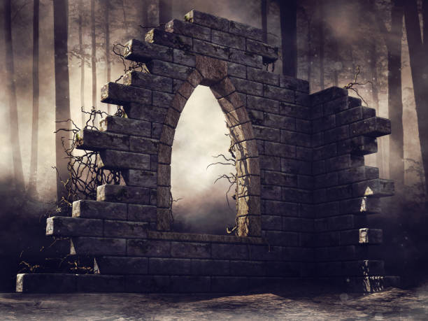 istock Ruined wall in the woods 870405786