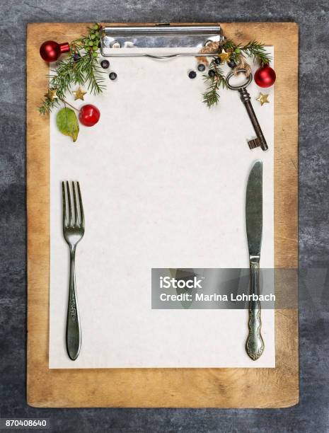 Clipboard With Paper Stock Photo - Download Image Now - Advent, Christmas, Essen - Germany