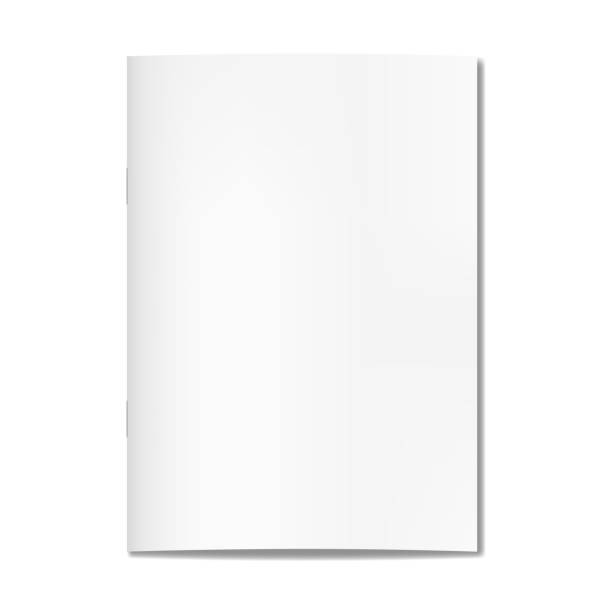 istock Vector realistic closed book, journal or magazine cover mockup with sheet of A4 870412188