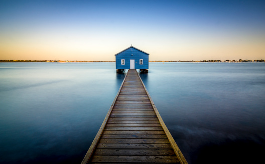 The Crawley Edge Boatshed (Blue Boat House) is a frequently photographed site in Crawley, Perth, Western Australia. It was build in the 1930s and refurbished in the early 2000s. During the shoot other photographer queued behind us to take pictures as well. Luckily they've been very patient with us so I was able to take this nice shot.gg