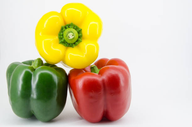 sweet bell pepper isolated on white background , Fresh vegetables sweet Peppers
