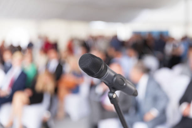 istock Business presentation. Corporate conference. Microphone. 870416684