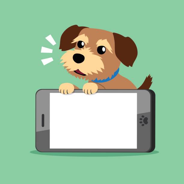 istock Cartoon character cute brown dog and smartphone 870423212