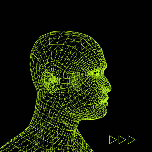 istock Head of the Person from a 3d Grid. Human Head Wire Model. Human Polygon Head. Face Scanning. View of Human Head. 3D Geometric Face Design. 3d Polygonal Covering Skin. Geometry Polygon Man Portrait. 870424016