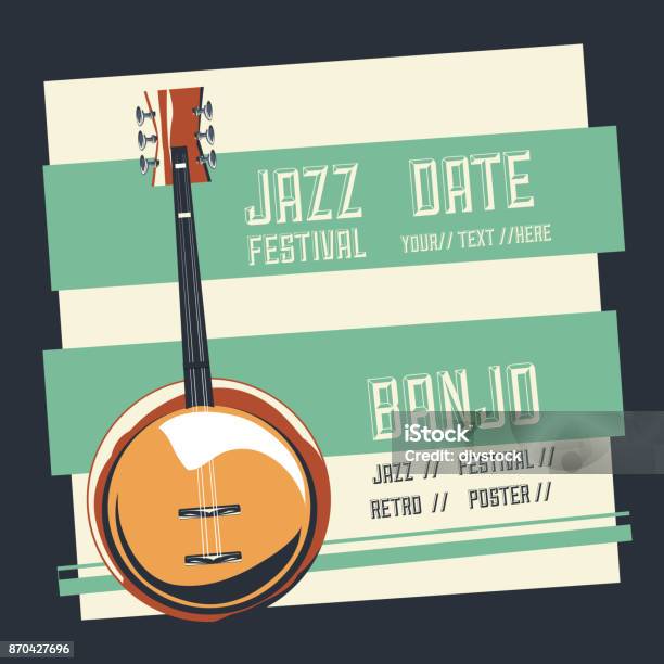 Ilustración de Diseño De Festival Del Jazz y más Vectores Libres de Derechos de Banjo - Banjo, Fondos, Abstracto