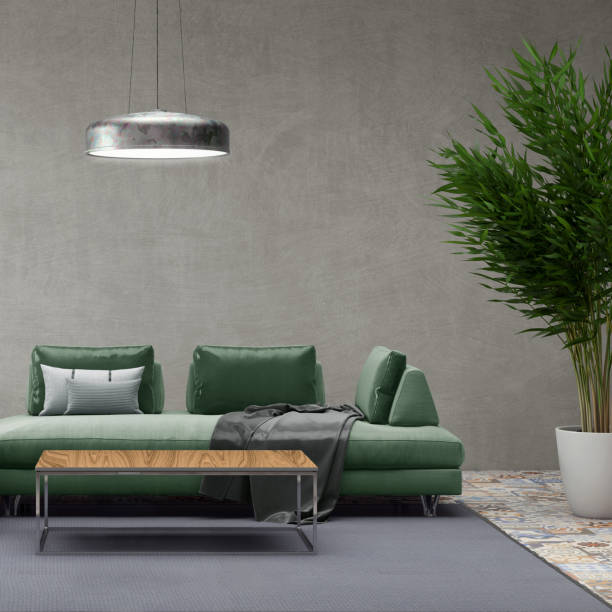 istock Modern pastel colored sofa in front of a blank wall - copy space template 870427852
