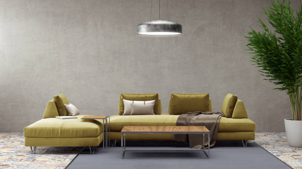 istock Modern pastel colored sofa in front of a blank wall - copy space template 870427866