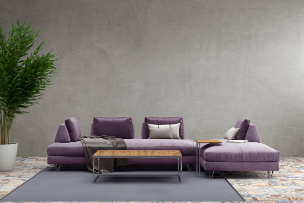 istock Modern pastel colored sofa in front of a blank wall - copy space template 870427870