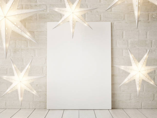 istock Mock up poster with stars Christmas decoration 870434238