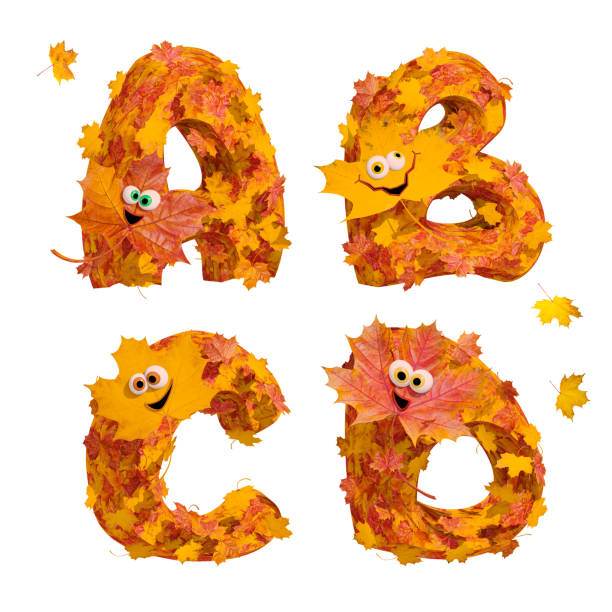 istock Set of huge animated autumn alphabet letters: A, B, C, D 870434756