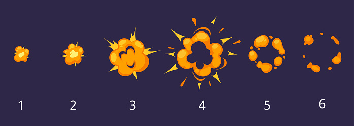 Explosion Flash Frame Explosion Frames For Animation Stock Illustration - Download Image Now ...