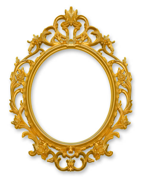 istock Blank wooden golden baroque frame - concept image with central copy space 870444714