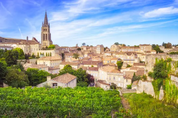 Photo of Colorful landscape view of Saint Emilion village in Bordeaux region
