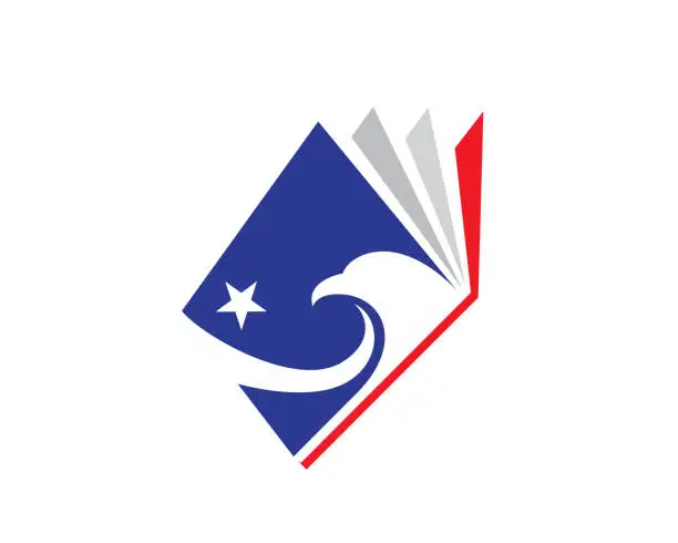 Vector illustration of Modern Patriotic Eagle Book Symbol Illustration