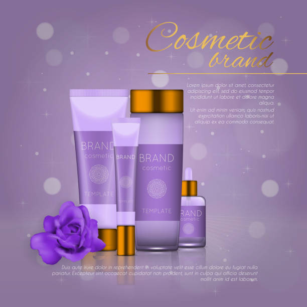 istock Vector 3D cosmetic illustration with pink and bokeh background. Beauty realistic cosmetic product design template. 870450780