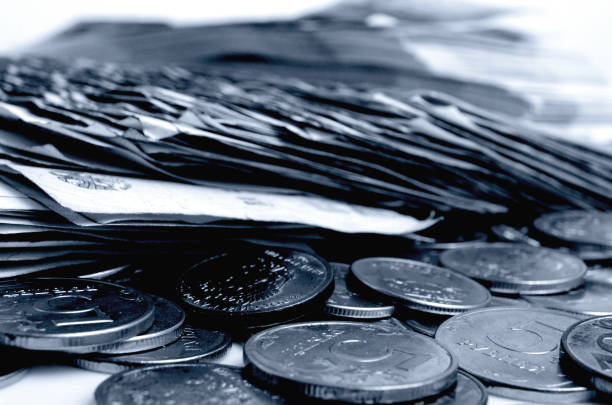 istock Rubles in black and white photo. 870453758