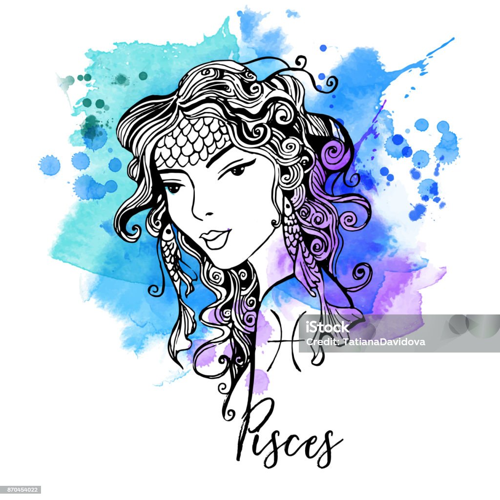 Song Ngư Cung Hoàng Đạo Dấu Hiệu Cô Gái Hình minh họa Sẵn có - Tải ...