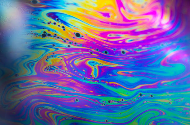 Beautiful psychedelic abstraction formed by light on the surface of a soap bubble.