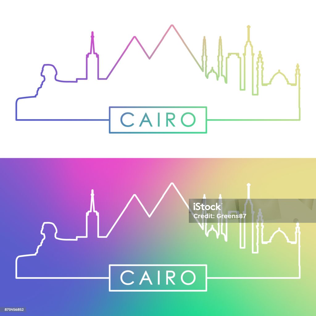 Cairo Graphics Sample Cairo Skyline Colorful Linear Style Editable Vector File Stock ...
