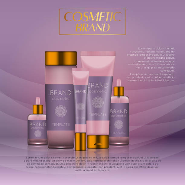istock Vector 3D cosmetic illustration on a soft light waves background . Beauty realistic cosmetic product design template. 870459068
