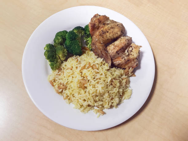 istock Rice Pilaf, Broccoli and Chicken for dinner 870459862