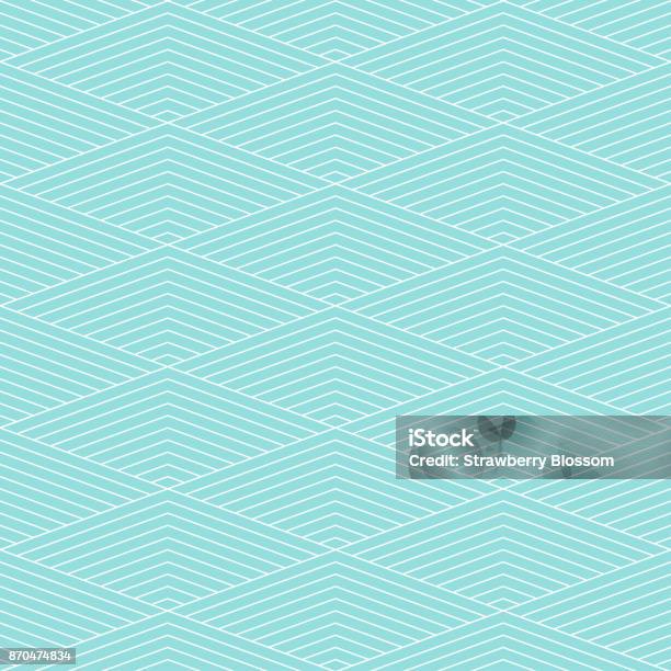 Background Pattern Chevron Stripe Seamless Vector Texture Green Aqua Pastel Color And White Line Wallpaper Backdrop Chevron Striped Abstract Retro Styled Graphic Design Geometric Shape Stock Illustration - Download Image Now