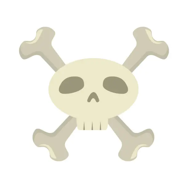 Vector illustration of funny skull with bones crossed