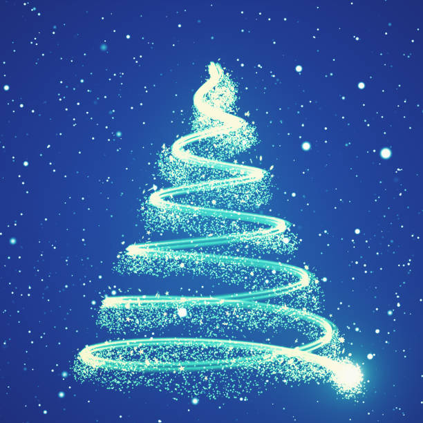 istock Growing New Year tree with falling snowflakes and stars 3d illustration 870478778