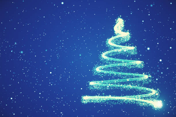 istock Growing New Year tree with falling snowflakes and stars 3d illustration 870478790