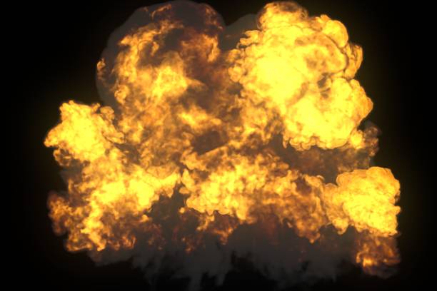 istock Realistic fiery explosion over a black background 3d illustration 870478822