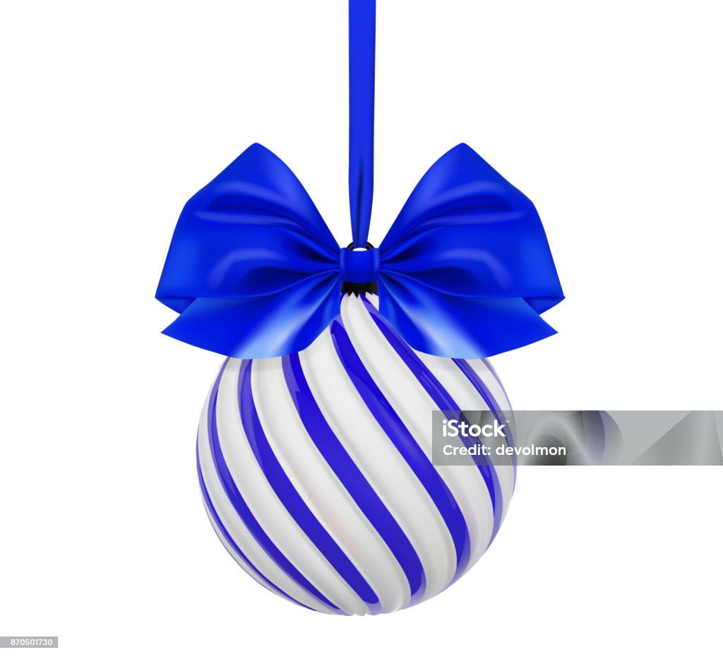 Vetores de Bola De Natal Azul De Vetor Com Laço Azul E Fita Bola De Árvore  De Natal Torcida Em Fundo Branco e mais imagens de Arte - iStock