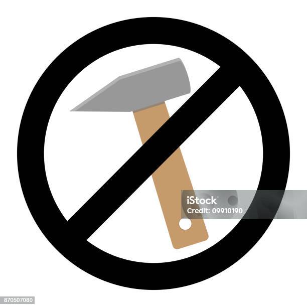 Symbol Banner No Repair No Knocking Stock Illustration - Download Image Now - Alertness, Carpentry, Circle