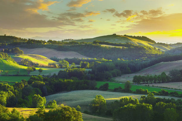 istock Landscape in Tuscany at sunset 870510408