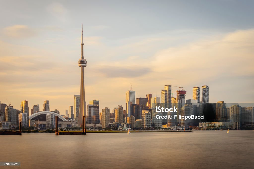 Toronto skyline at sunset from Toronto Islands Toronto Stock Photo