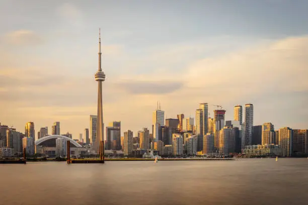 Toronto skyline at sunset from Toronto Islands