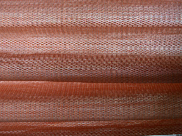 Red silk curtains stock photo