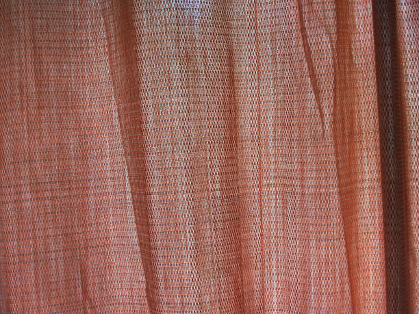 Red silk curtains stock photo