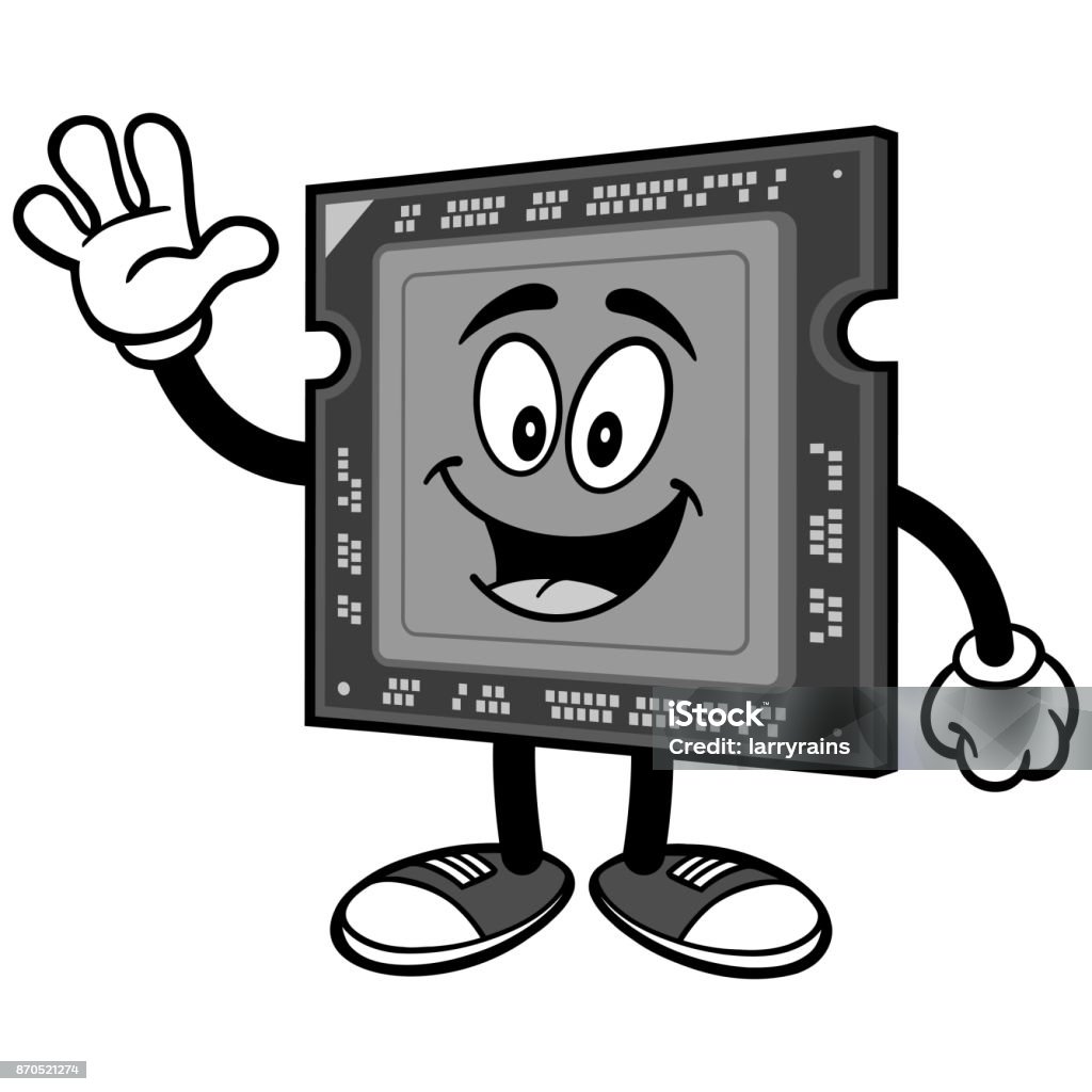 Computer Processor Waving Illustration Stock Illustration - Download ...