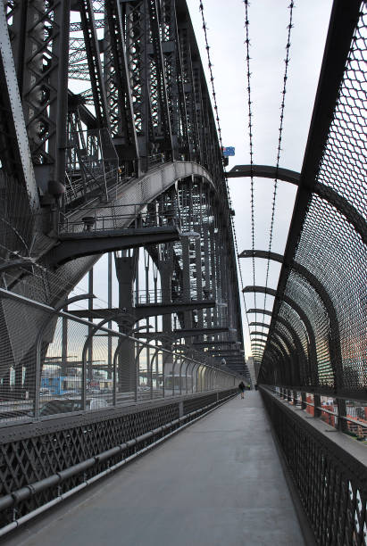 istock Sydney Harbour Bridge sidewalk geometry close-up iron construction 870521456