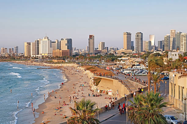 Tel Aviv, Israel - September 17, 2017: Tel Aviv, Israel. View from Jaffa on the sunset