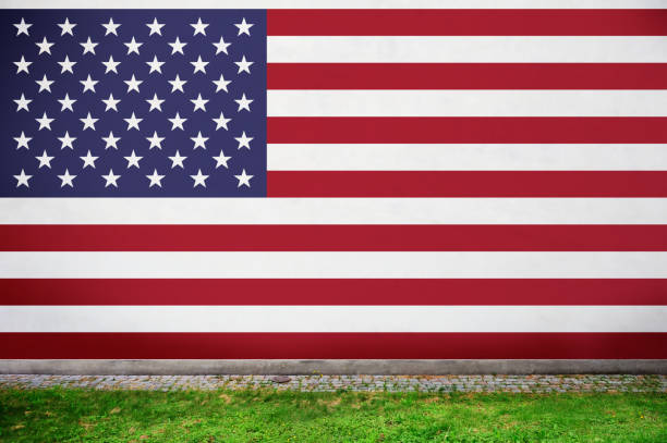 American flag on wall