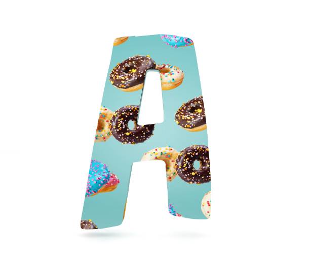 istock 3D decorative Alphabet, capital letter A used pattern of donuts 870527392