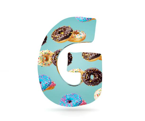 istock 3D decorative Alphabet, capital letter G used pattern of donuts 870527772